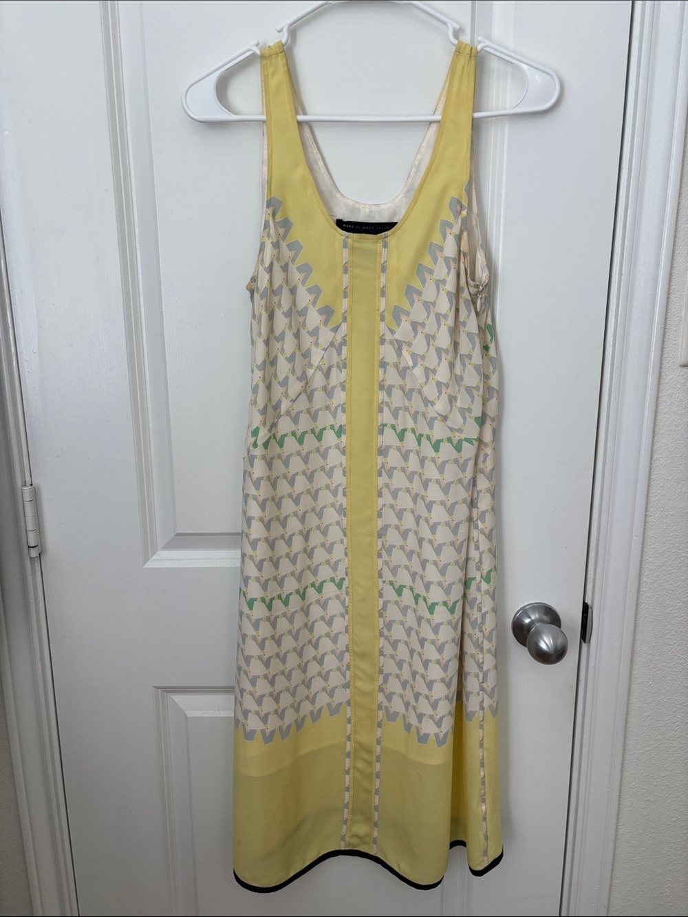 Marc By Marc Jacobs Yellow and Cream Patterned Midi Dress
